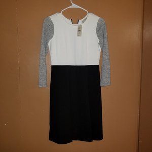 $89 LOFT 0-PETITE WHITE/GRAY/BLACK LONG SLEEVE NWT